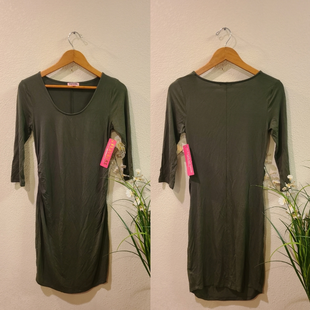 Feathers Maternity Green Fitted Dress Size XL